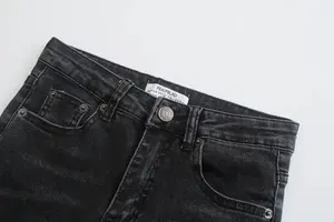 กางเกงยีนส์เดนิมผู้หญิงเอวกลางคุณภาพดีที่สุด ผ้าฝ้าย 100% ปรับแต่งขนาดและสีได้ คุณภาพสูง - Product Image 3