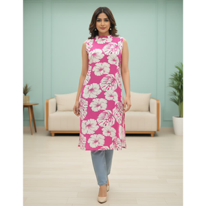 Kurta Premium de Rayón con Estampado Foil para Mujer, Estilo Recto Tradicional, Venta al por Mayor para Exportación - Product Image 1