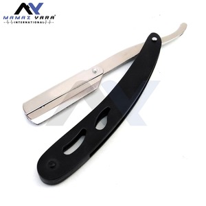 Rasoir de barbier à lame unique en acier inoxydable, noir et argent, à bord droit, tranchant, pour la coupe de la barbe, avec logo personnalisé - Product Image 5