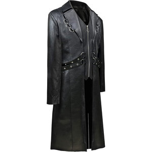 Manteau long noir en similicuir pour homme, style motard gothique punk, collection 2026 - Product Image 2