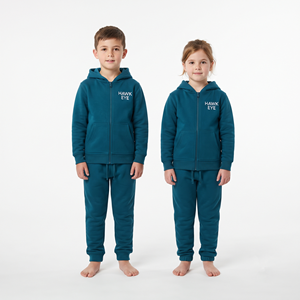Conjunto Deportivo Juvenil Cómodo de Algodón Grueso con Sudadera con Capucha y Cremallera y Pantalones Jogger, Ropa Casual de Dos Piezas para Niños - Product Image 1