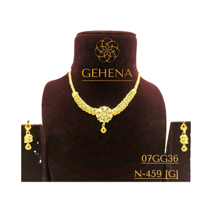 Juego de aretes y anillos de Collar chapado en oro de 24 quilates de diseñador, 5 gramos, elegante y elegante para compromiso y fiesta de boda para mujer - Product Image 1