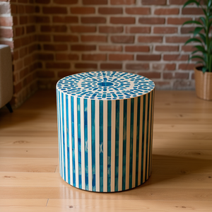 Handmade Durable Luxury Round Wooden End <b>Table</b> with Bone Inlay for Living Room Bedroom Home Decor From India - Product Image 3