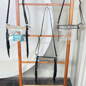 กระเป๋าสะพายข้างสไตล์ตะวันตก หนังวัวแท้ ตกแต่งด้วยลายฉลุ  พร้อมสายสะพายแบบพู่  ได้รับการรับรองจากสนามกีฬา  กระเป๋าแฟชั่นสไตล์โบฮีเมียนสำหรับผู้หญิง - Product Image 6