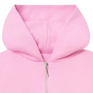 Sudadera con Capucha Rosa Extra Grande con Cierre, Unisex, Informal, de Felpa, Color Sólido, con Logotipo Estampado en la Parte Delantera, para Otoño, 100% Algodón - Product Image 3