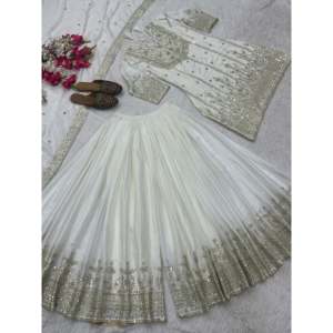 Robe de soirée brodée de créateur, tenue de soirée, haut-plazzo et dupatta - Product Image 4