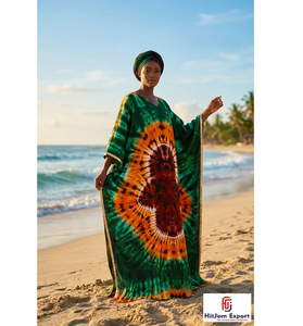 Custom Printed <b>Kaftan</b> Dress Women Loose Fit <b>Summer</b> Beach Wear Comfortable Fabric Wholesale Export Supply - Product Image 1