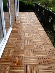 Baldosas de Madera de Acacia para Terraza, Baldosas de Madera para Patio, Baldosas para Interiores y Exteriores, Acabado en Teca Dorada, 300 x 300 mm - Product Image 3