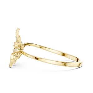 Anillos de oro macizo de 14k para mujer con diseño minimalista de molino de viento en forma de flor y diamantes de talla redonda, ideales para regalo, compromiso, aniversario o boda. - Product Image 2