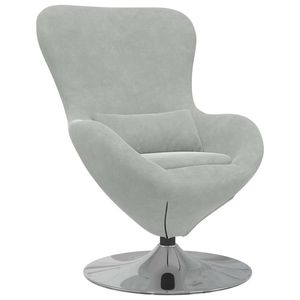 Sillón Huevo de Terciopelo Gris Claro para Sala de Estar - Product Image 2