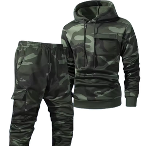 Conjunto Deportivo de Dos Piezas para Hombre, Estilo Hip Hop, Tejido Transpirable de Poliéster y Algodón, con Múltiples Bolsillos, para Otoño - Product Image 1