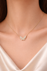 Butterfly Charm Handmade 925 Sterling Silver 18k Gold Plated Dainty Necklace For Her - Anniversary <b>Gift</b> - Product Image 2