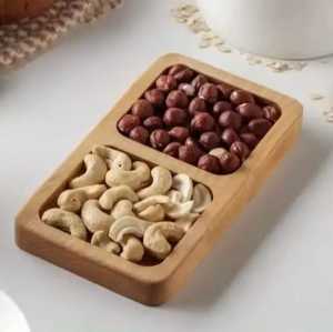 Handcrafted Acacia Wood 4 Compartment Serving Tray <b>Square</b> Divided <b>Nut</b> Dish Snacks Platter Dried Fruit Storage Box for Home - Product Image 4