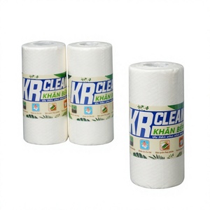 Rouleau de papier essuie-tout de cuisine KR CLEAN, 2 plis, en pâte de bois vierge, pliage simple, jetable, blanc, pour usage en cuisine - Product Image 1