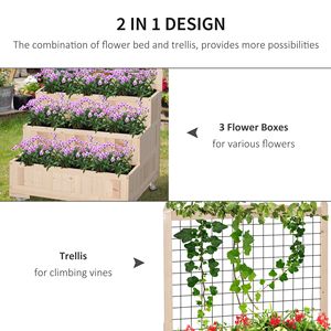 Fioriera da Giardino Autoportante per Esterni con Struttura in Abete 32 X 25 X 53, Vaso Rialzato su Ruote con Spazio per Traliccio e Contenitore per Piante - Product Image 4