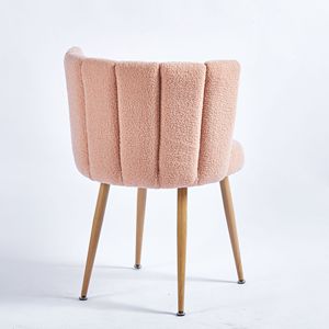 Modern Comfortable Dining Chair Set of 2 Iron Tube Wood Color Legs with Short Hair Cushions for Dining - Product Image 5