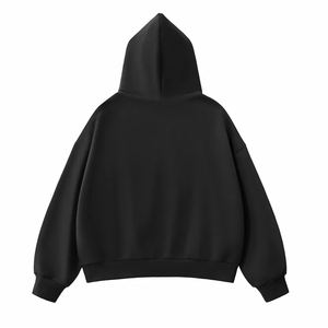 Sudadera con Capucha de Algodón Grueso, Cierre Completo con Cremallera, Color Negro, Sudadera Personalizada con Bordado 3D y Logotipo con Impresión Puff para Hombre y Mujer - Product Image 2