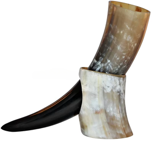 Corne à boire viking artisanale de haute qualité, écologique, en forme d'ox, avec support, forme naturelle, REHMAN CRAFT - Product Image 2