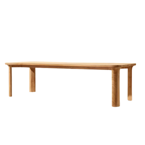 Mesa de Comedor Moderna para Exteriores, Estilo Costero, Duradera, de Madera de Teca Sólida, Rectangular, con Tablero de Listones y Esquinas Redondeadas, para Jardín o Patio - Product Image 2