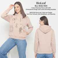 Sweat à capuche en molleton de coton et polyester pour femme, 240 GSM, broderie artistique, cordon de serrage, personnalisation de la marque
