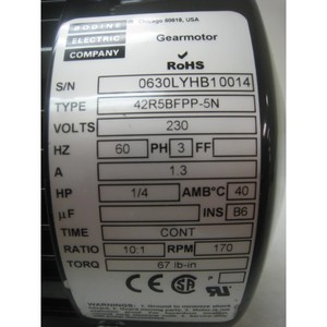 NUEVO Motorreductor Bodine 42R5BFPP-5N, 120VDC 1/8 hp - Equipo y Piezas de Semiconductores de Confianza de Global Legacy - Product Image 5