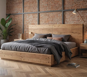 Nordic Minimalist Wooden <b>Box</b> Spring <b>Bed</b>-<b>Solid</b> <b>Wood</b> Frame Adjustable Height Eco-Friendly Durable Space Saving for Bedroom - Product Image 1