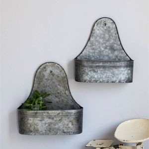 Décoration de jardin style ferme, ensemble de 3 jardinières murales demi-rondes en métal galvanisé, pour intérieur et extérieur, pots suspendus pour la décoration de la maison - Product Image 2