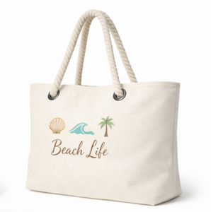 Sac fourre-tout en toile personnalisé avec logo sur mesure, réutilisable, pour courses, plage et sorties – Vente en gros - Product Image 6