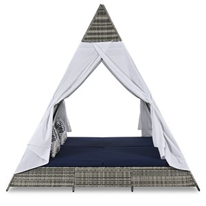 Tumbona de exterior GO de 90.5 pulgadas con almohadas de colores, tumbona de mimbre para patio con cojines grises y azules, conjuntos de jardín con forma de tienda de campaña - Product Image 5