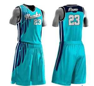 Ensemble d'uniformes de basketball personnalisés de haute qualité, unisexe, col en V, manches courtes, respirant, 100 % polyester - Product Image 4