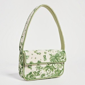 Sac à bandoulière artisanal vert émeraude brodé de perles, motif palmier tropical, pour femme, élégant, idéal pour les soirées - Product Image 1