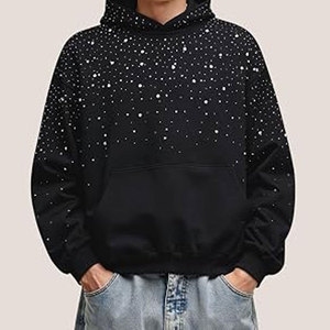 Rhinestone Hoodies <b>Men</b> Women Diamond Hooded Sweatshirt Fashion Luxury Casual Streetwear Unisex Hoodie <b>Pullover</b> - Product Image 2