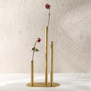 Juego de Jarrones de Metal Art Deco con Tubos Cilíndricos Hechos a Mano de Alta Calidad para Decoración Navideña del Hogar - Product Image 1