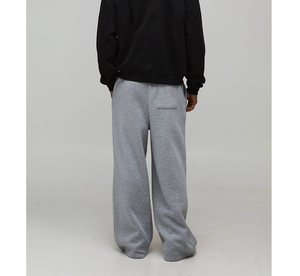 Nouveau pantalon de survêtement décontracté polyvalent à jambe droite avec poches latérales, coupe ample en molleton de coton épais, style devant plat - Product Image 6