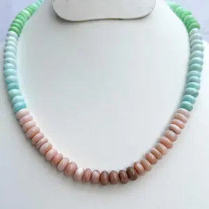 Natural Multi Color Opal Beaded Necklace Smooth Rondelle Gemstone Necklace African Opal Beads AAA Quality Opal Jewelry Supplier