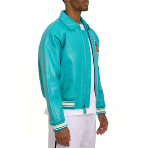 Blouson en cuir AVIREX pour homme, nouveau blouson matelassé en toile de laine personnalisé, col montant, logo frontal, respirant, imperméable, coupe-vent d'hiver - Product Image 5