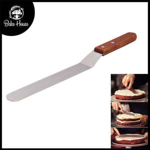 Spatule coudée 8 pouces avec lame en acier et manche en bois, outil de décoration de gâteaux, durable et réutilisable - Product Image 6