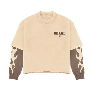 New Arrival Premium Quality Double Layer Sweatshirt & Trouser <b>Tracksuit</b> Set Open Hem Distress Embroidery Heavyweight <b>Tracksuits</b> - Product Image 3