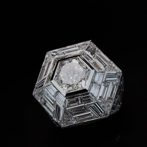 Anillo de compromiso de plata de ley 925 chapado en rodio con moissanita de corte mixto en racimo, estilo hip hop, con engaste de puntas grandes - Product Image 2