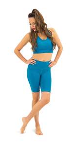 Shorts Activewear Femme Taille Basse à Imprimé Floral en Coton et Spandex Tricoté avec Cordon de Serrage Séchage Rapide Coupe Classique - Product Image 1