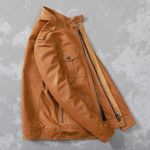 Vestes en cuir 100% cuir véritable à manches longues style streetwear / Vestes en cuir pour hommes de qualité supérieure - Product Image 4