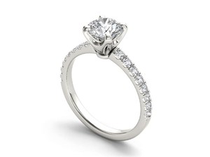 Drop Halo Luxury Engagement <b>Ring</b> with Moissannite in Micro Pave Setting <b>925</b> <b>Silver</b> Women's - Product Image 2