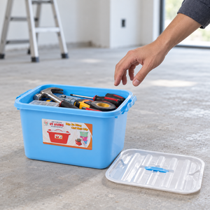 Durable 12L PP <b>Plastic</b> <b>Storage</b> <b>Bin</b> with Lid Square Organizer Box with Handles <b>for</b> Toys Hair Accessories Home Use - Product Image 4
