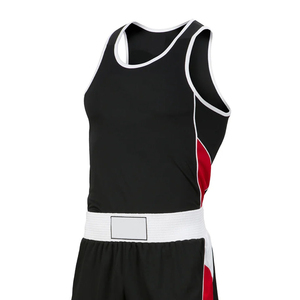 Ensemble de maillot de lutte pour hommes, noir, rouge, blanc, uniforme de boxe, polyester respirant, coupe athlétique, vêtements de sport pour adultes - Product Image 5