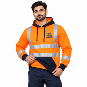 Sudadera con Capucha de Alta Visibilidad con Cinta Reflectante para Trabajadores de la Construcción, Equipos de Carreteras y Equipos Industriales al Aire Libre, para Ropa de Marca Empresarial - Product Image 4