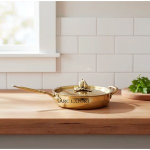 High Grade Gold Plated Premium Quality Stainless Steel Hammered Texture Luxury Kitchenware Ruffoni Frying <b>Pan</b> Pumkpin <b>Lids</b> - Product Image 1