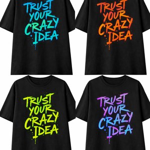 T-shirt à col rond imprimé à épaules tombantes surdimensionné en coton délavé respirant et à séchage rapide - Product Image 2