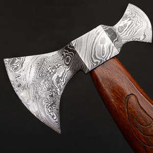 Hacha de doble cabeza de Damasco, de acero con patrón de lujo, hecha a mano, herramienta para exteriores, camping, caza y carpintería. - Product Image 2