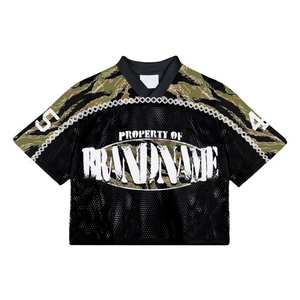 Camiseta de fútbol retro de malla de poliéster con logo personalizado, estilo streetwear, sublimación, según demanda del cliente - Product Image 4