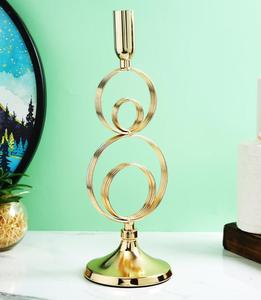 Golden <b>Brass</b> <b>Candlestick</b> Holder Circular Design Home Decoration Durable Metal Table Top Decor - Product Image 1